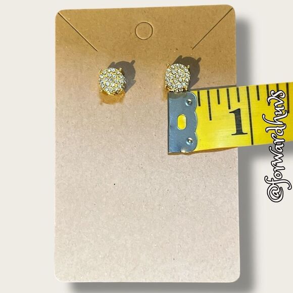 Bundle Sale 3 for $15 | Gold Tone Rhinestone Stud Earrings – Multi-Sided Sparkle - Picture 8 of 9